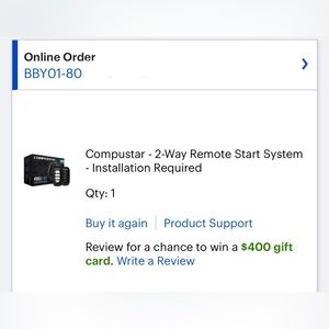 Compustar - 2-Way Remote Start System - Installation Required. NEW NEVER OPEN